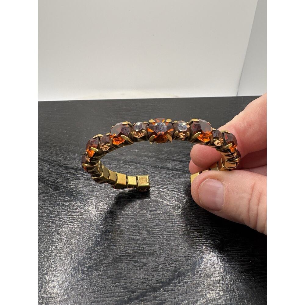Vintage Gold Tone Cuff Bracelet with Yellow Stones